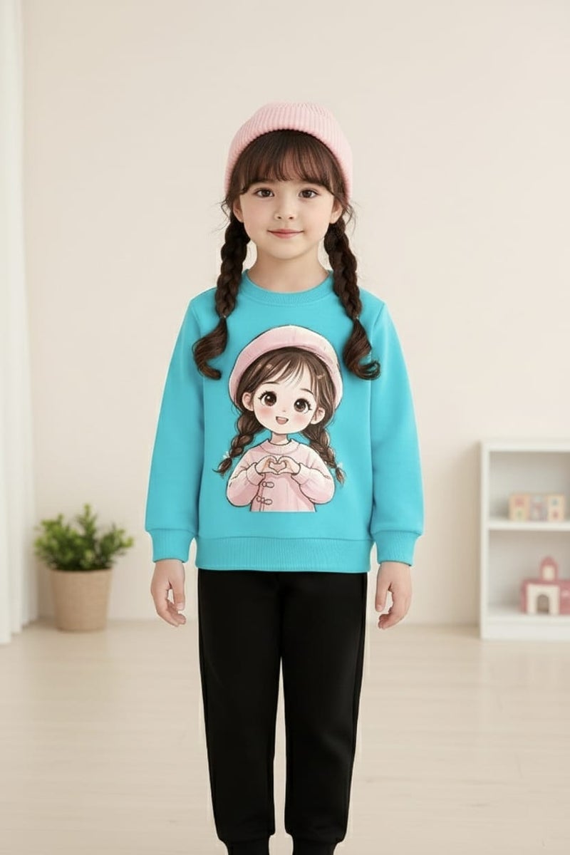 Viel Innate Aqua Blue Sweatshirt for Girls - Image 1